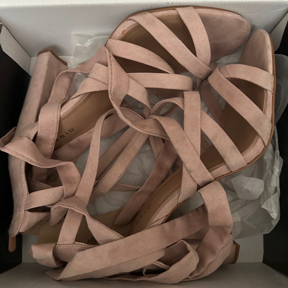 Size 13 blush pink strapping heels